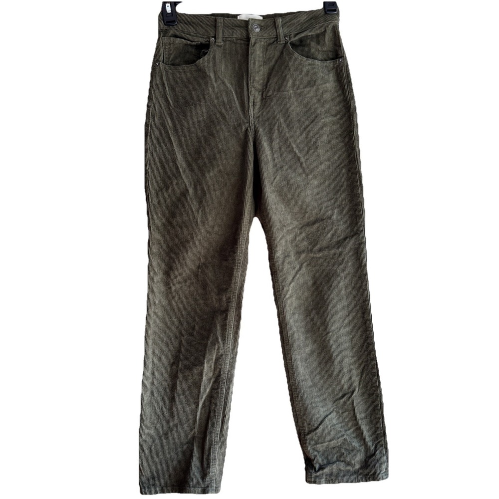 H&M Women's Sz 8 Forest Green Corduroy Pants Baggy 90's Retro Y2K Warm Fall